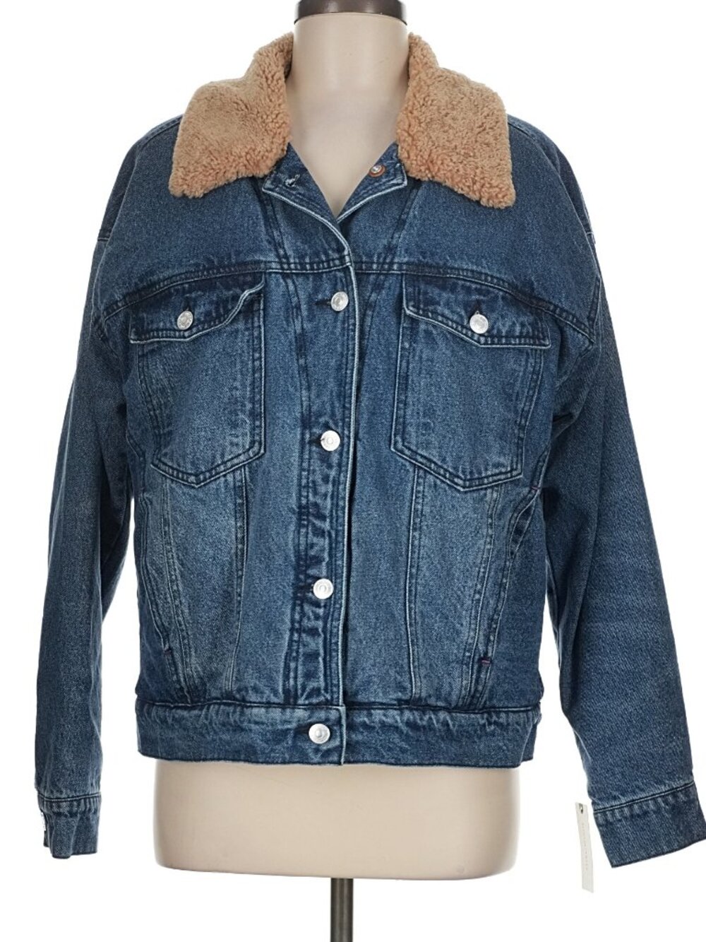 Anthropologie Pilcro Sherpa-Trimmed Denim Jacket Size S $148 NWOT - Picture 3 of 14